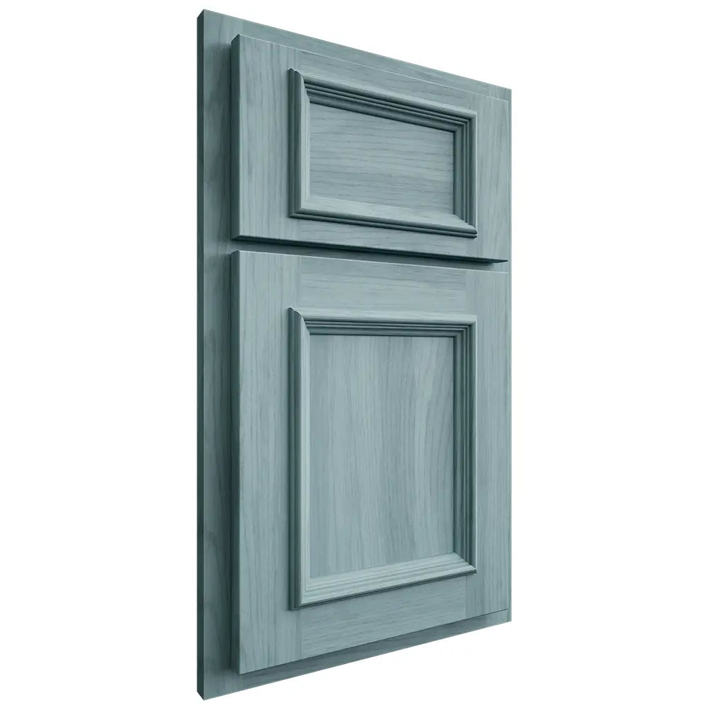Shiloh Cabinetry Partial Overlay Charleston Hickory Plain Cut Sky Door