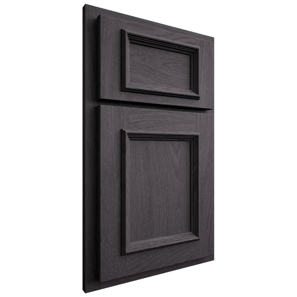 Shiloh Cabinetry Partial Overlay Charleston Red Oak Plain Cut Harbor Door