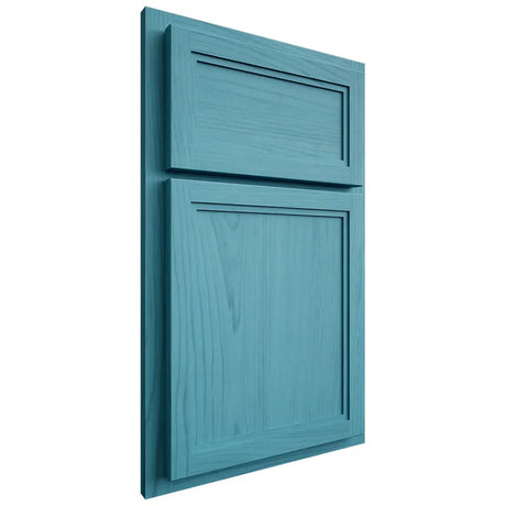 Shiloh Cabinetry Partial Overlay Concord Alder Plain Cut Aqua Door