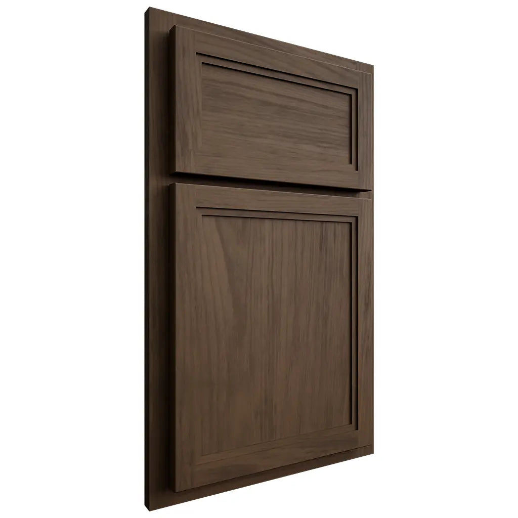 Shiloh Cabinetry Partial Overlay Concord Alder Plain Cut Caviar Door