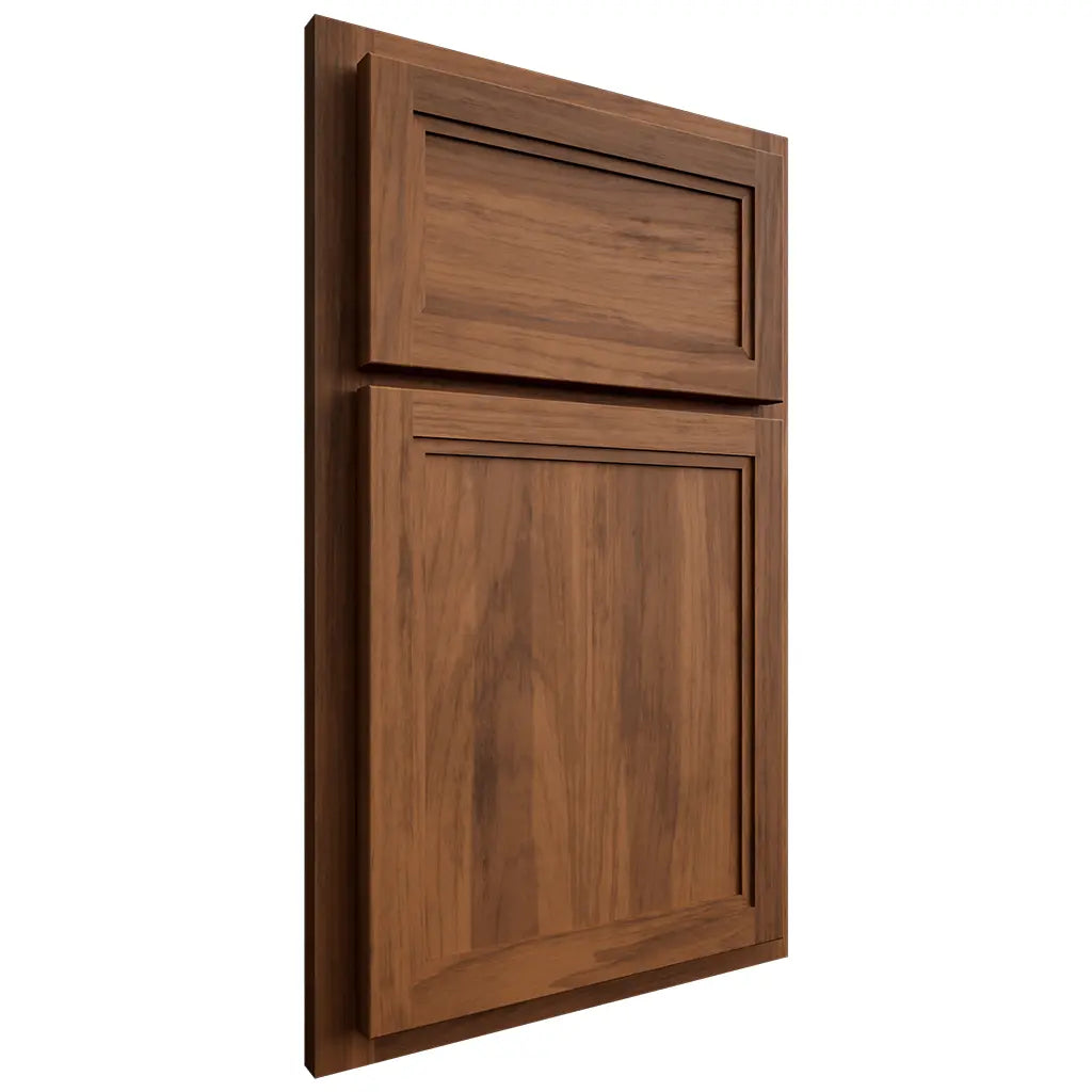 Shiloh Cabinetry Partial Overlay Concord Hickory Plain Cut Burnt Sugar Door