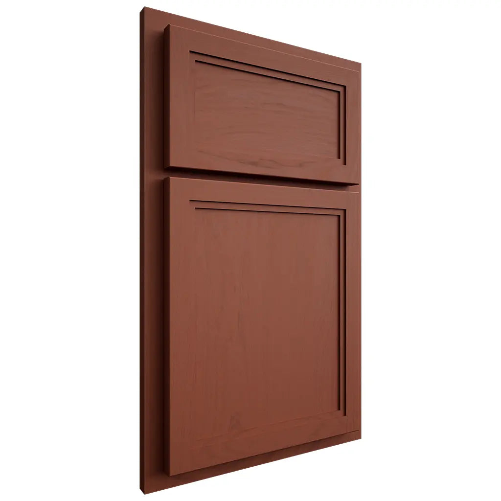 Shiloh Cabinetry Partial Overlay Concord Maple Plain Cut Cayenne Door