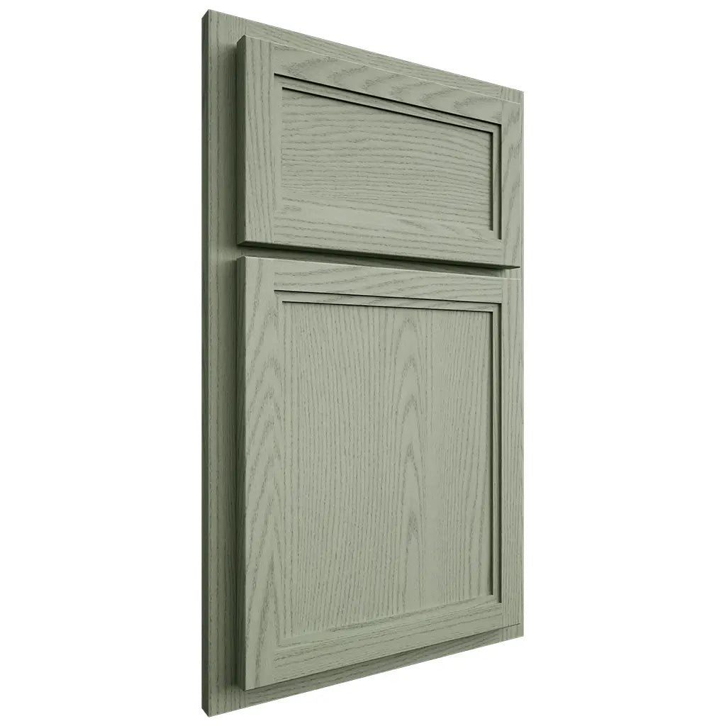 Shiloh Cabinetry Partial Overlay Concord Red Oak Plain Cut Moss Door