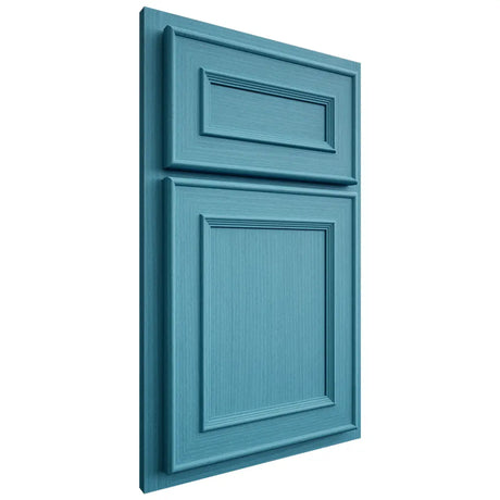 Shiloh Cabinetry Partial Overlay Dalton White Oak Rift Cut Aqua Door