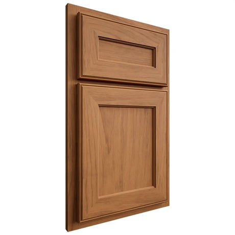 Shiloh Cabinetry Partial Overlay Essex Alder Plain Cut Caramel Door