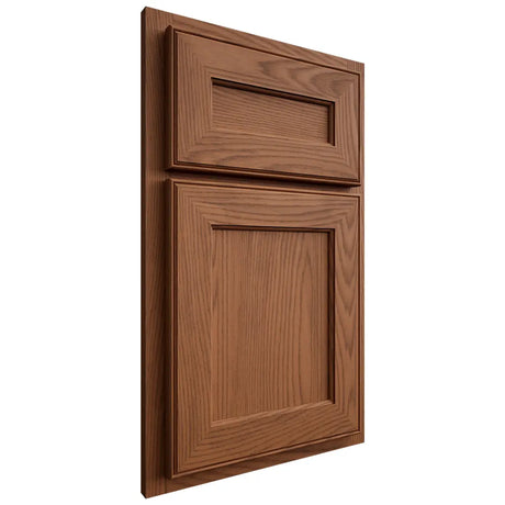 Shiloh Cabinetry Partial Overlay Essex Red Oak Plain Cut Braun Door