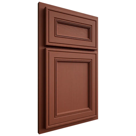 Shiloh Cabinetry Partial Overlay Glenbrook Maple Plain Cut Cayenne Door