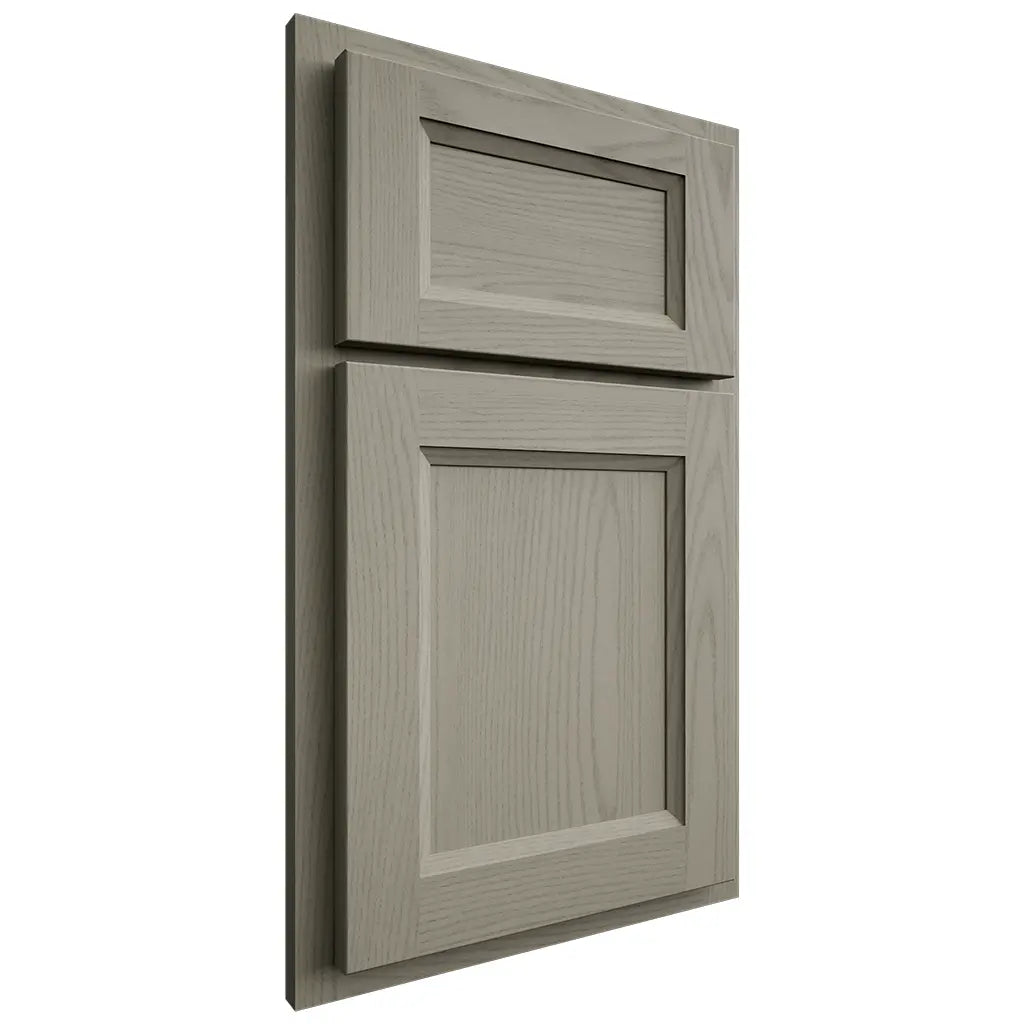 Shiloh Cabinetry Partial Overlay Greensboro Red Oak Plain Cut Thyme Door