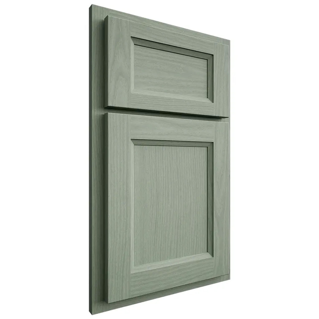 Shiloh Cabinetry Partial Overlay Greensboro White Oak Plain Cut Moss Door