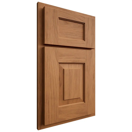 Shiloh Cabinetry Partial Overlay Hamlin Alder Plain Cut Caramel Door