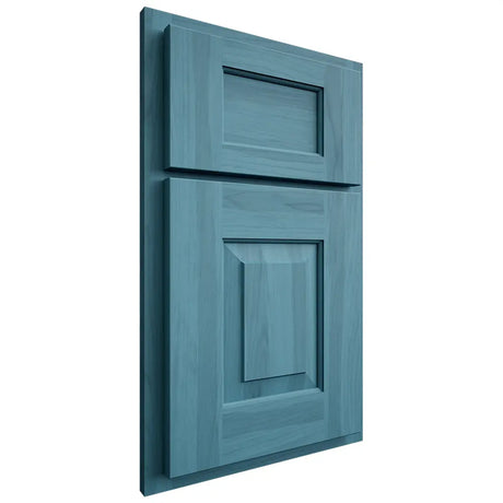 Shiloh Cabinetry Partial Overlay Hamlin Hickory Plain Cut Aqua Door