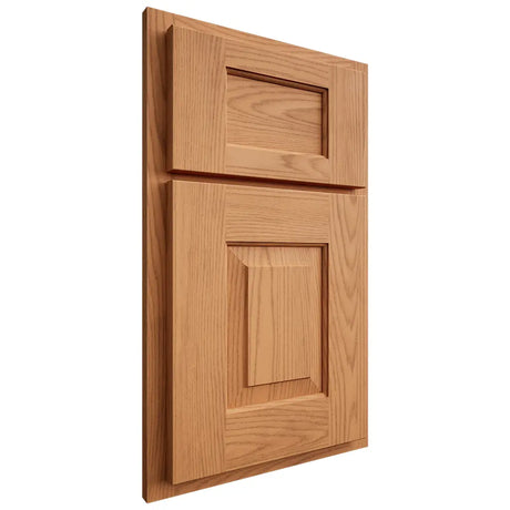 Shiloh Cabinetry Partial Overlay Hamlin Red Oak Plain Cut Medium Door