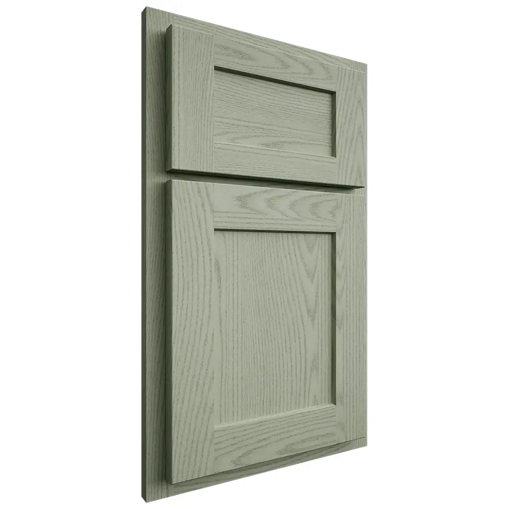 Shiloh Cabinetry Partial Overlay Hanover Red Oak Plain Cut Moss Door