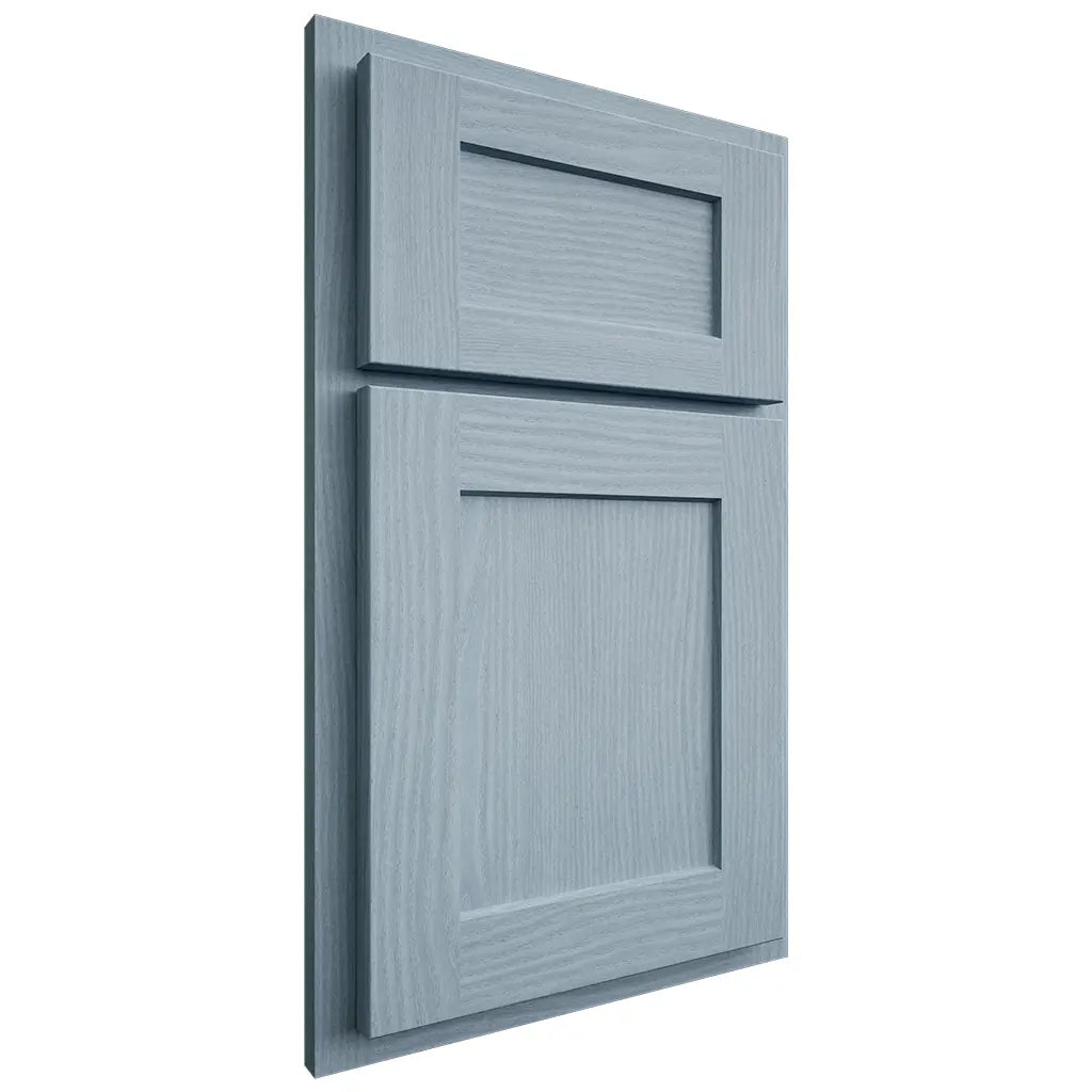 Shiloh Cabinetry Partial Overlay Hanover White Oak Plain Cut Sky Door