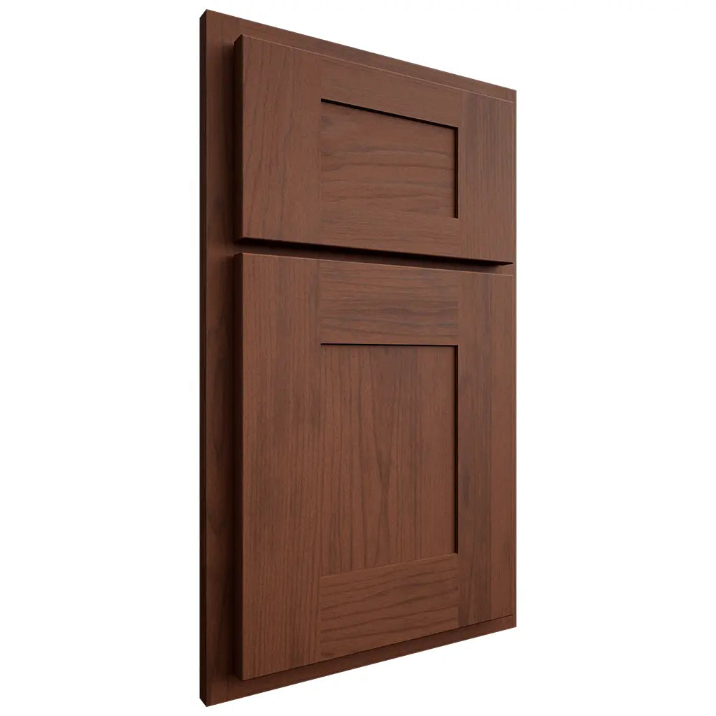 Shiloh Cabinetry Partial Overlay Hartford Walnut Plain Cut Rye Door