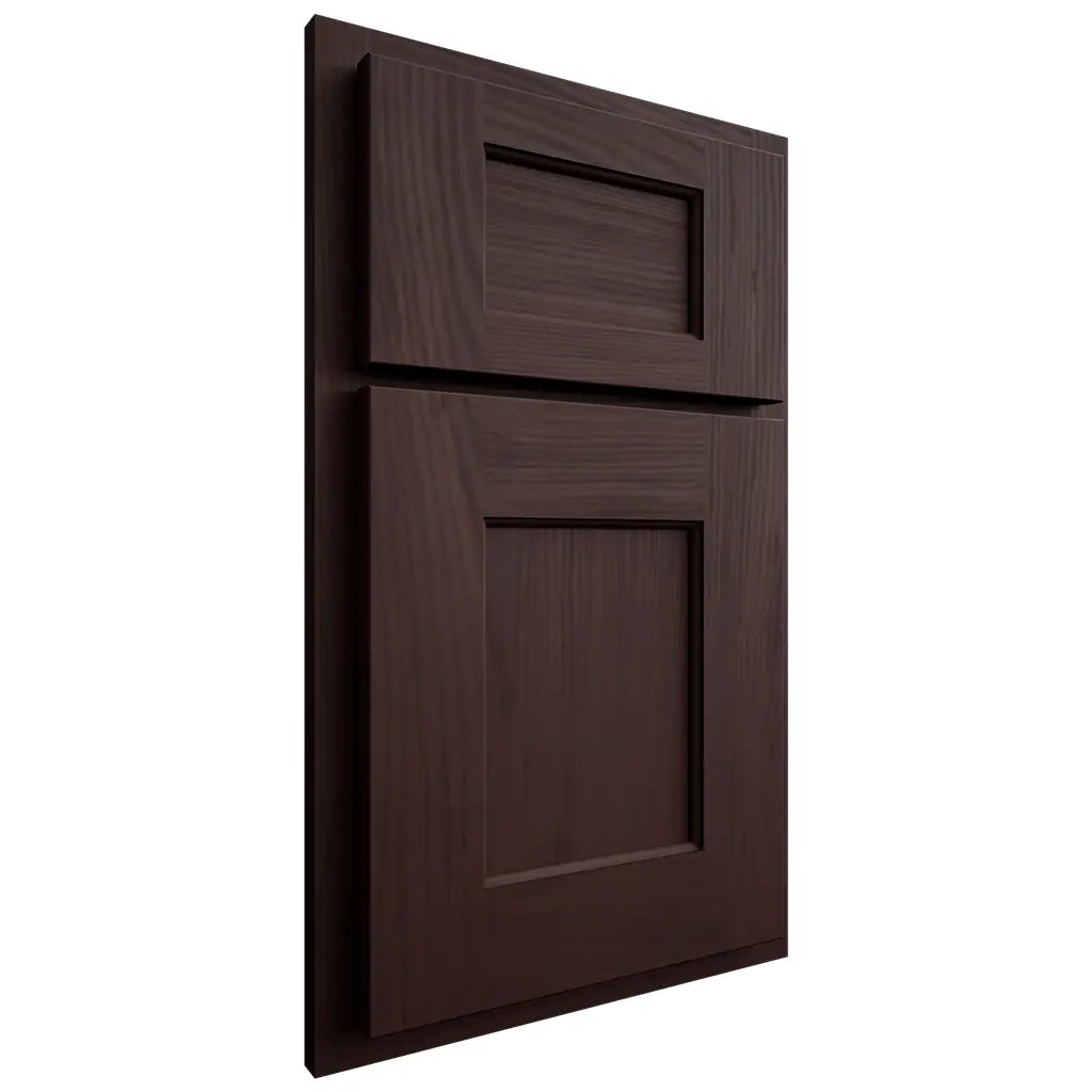 Shiloh Cabinetry Partial Overlay Heritage Alder Plain Cut Bistre Door