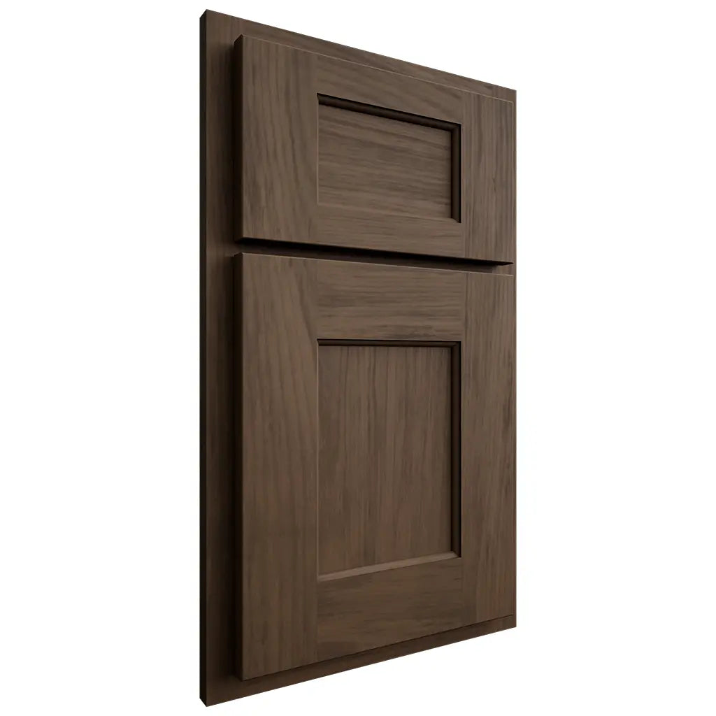 Shiloh Cabinetry Partial Overlay Heritage Alder Plain Cut Caviar Door