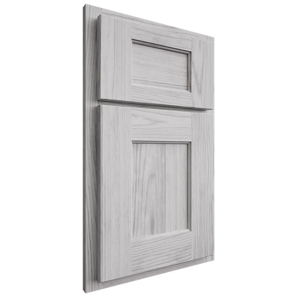 Shiloh Cabinetry Partial Overlay Heritage Walnut Plain Cut Stratus Door