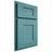 Shiloh Cabinetry Partial Overlay Lancaster Red Oak Plain Cut Aqua Door