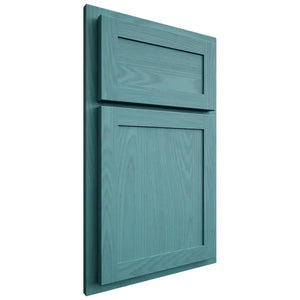 Shiloh Cabinetry Partial Overlay Malibu Red Oak Plain Cut Aqua Door