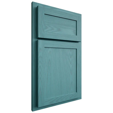 Shiloh Cabinetry Partial Overlay Malibu Red Oak Plain Cut Aqua Door