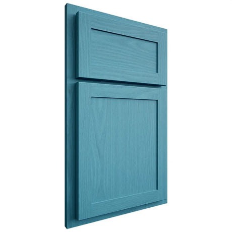 Shiloh Cabinetry Partial Overlay Malibu White Oak Plain Cut Aqua Door