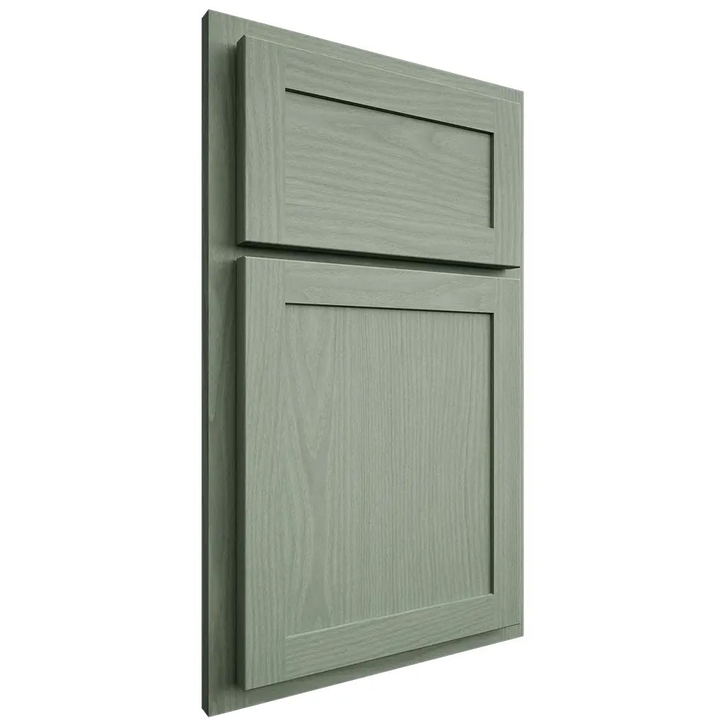 Shiloh Cabinetry Partial Overlay Malibu White Oak Plain Cut Moss Door