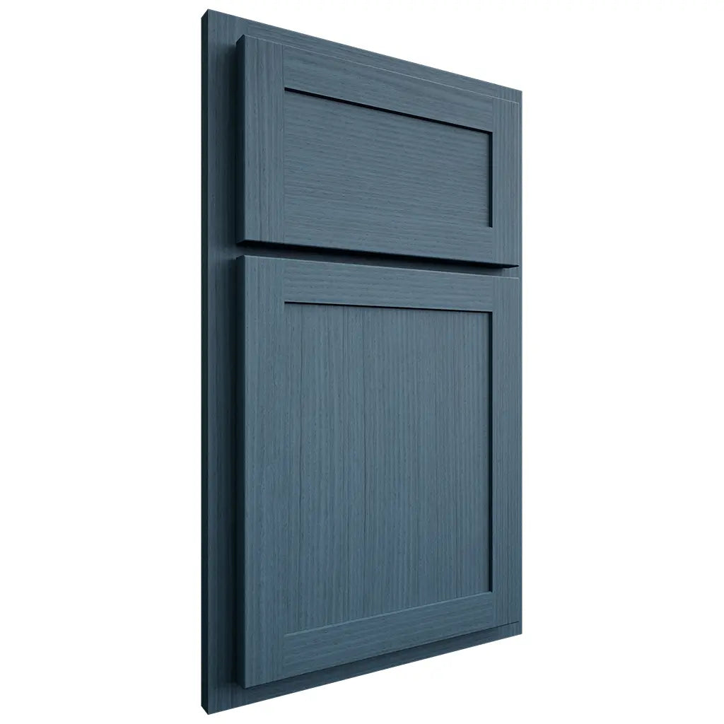 Shiloh Cabinetry Partial Overlay Malibu White Oak Rift Cut Hudson Door