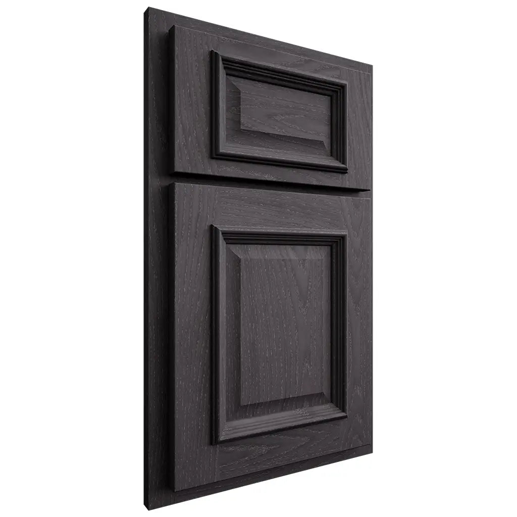 Shiloh Cabinetry Partial Overlay Montgomery Red Oak Plain Cut Harbor Door