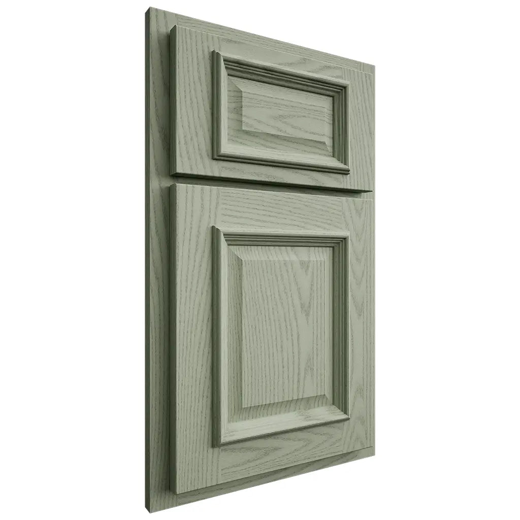Shiloh Cabinetry Partial Overlay Montgomery Red Oak Plain Cut Moss Door