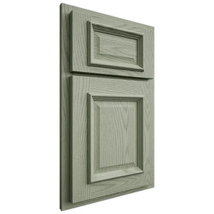 Shiloh Cabinetry Partial Overlay Montgomery Red Oak Plain Cut Moss Door