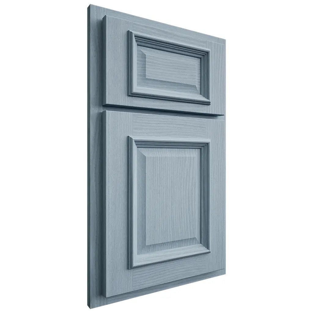 Shiloh Cabinetry Partial Overlay Montgomery White Oak Plain Cut Sky Door