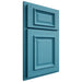 Shiloh Cabinetry Partial Overlay Montgomery White Oak Rift Cut Aqua Door