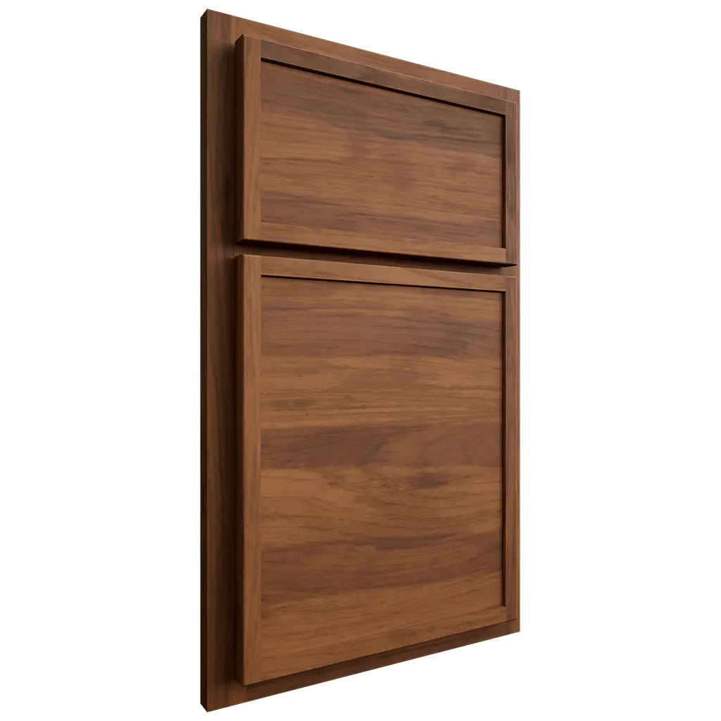 Shiloh Cabinetry Partial Overlay Napa Horizontal Hickory Plain Cut Burnt Sugar Door