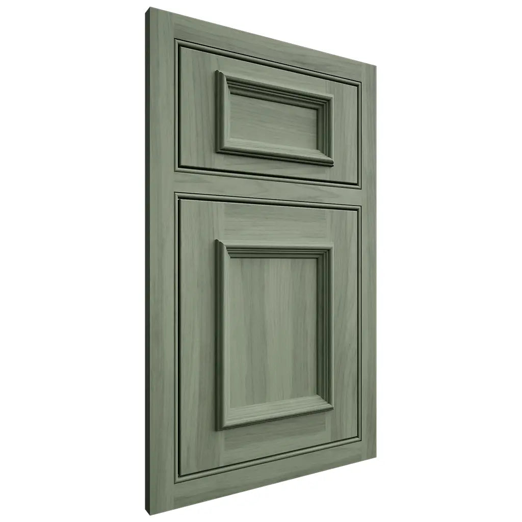 Shiloh Cabinetry Partial Overlay Napa Horizontal Hickory Plain Cut Moss Door