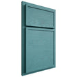 Shiloh Cabinetry Partial Overlay Napa Horizontal Red Oak Plain Cut Aqua Door