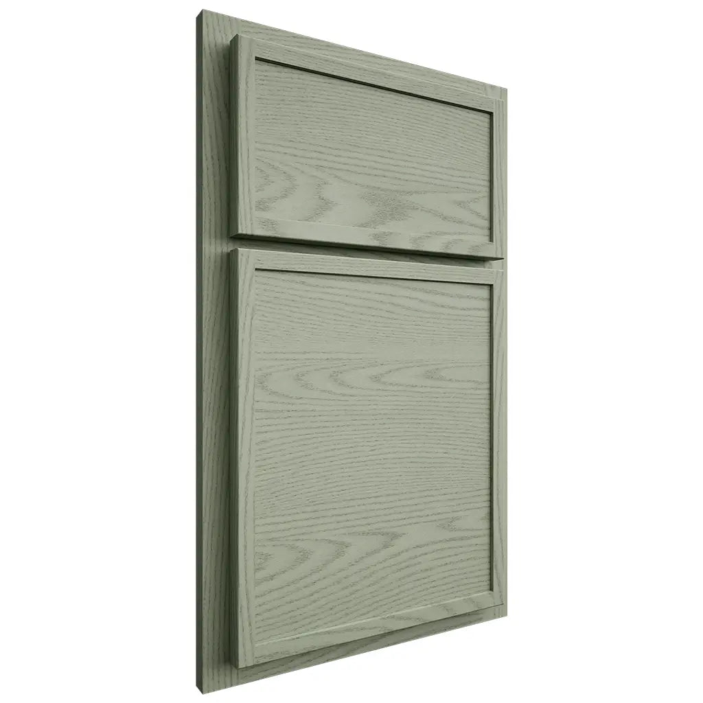 Shiloh Cabinetry Partial Overlay Napa Horizontal Red Oak Plain Cut Moss Door