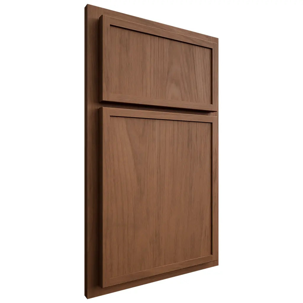 Shiloh Cabinetry Partial Overlay Napa Vertical Alder Plain Cut Cola Door