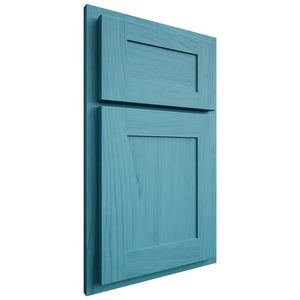 Shiloh Cabinetry Partial Overlay New Haven Alder Plain Cut Aqua Door