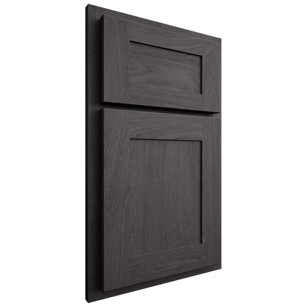 Shiloh Cabinetry Partial Overlay New Haven Red Oak Plain Cut Harbor Door