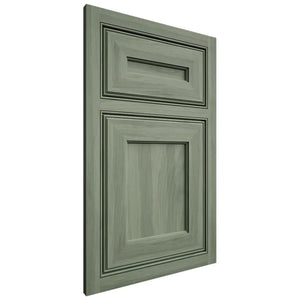Shiloh Cabinetry Partial Overlay Oxford Hickory Plain Cut Moss Door