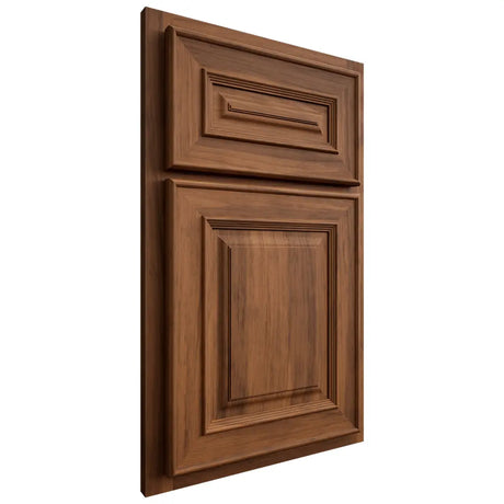 Shiloh Cabinetry Partial Overlay Portland Hickory Plain Cut Burnt Sugar Door