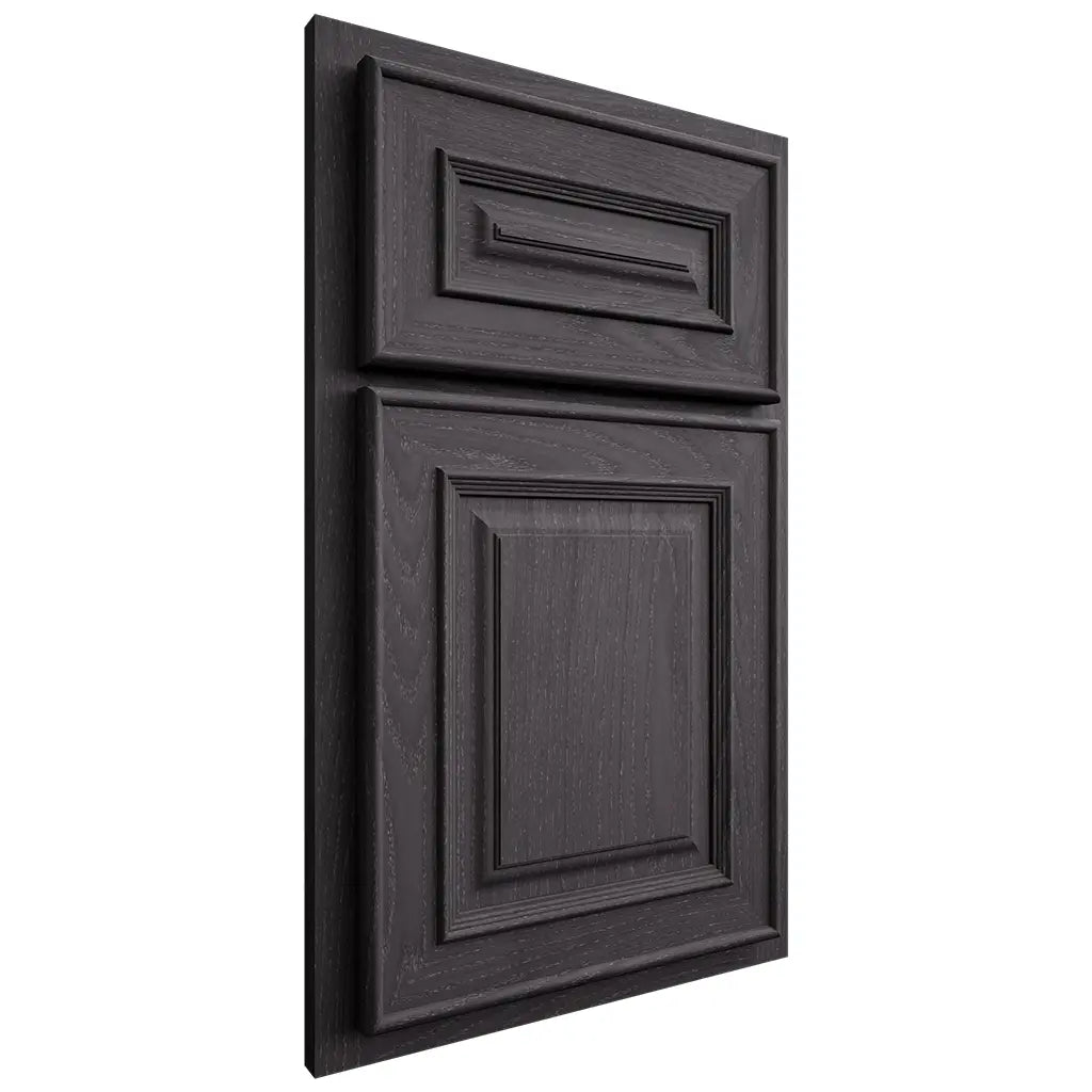 Shiloh Cabinetry Partial Overlay Portland Red Oak Plain Cut Harbor Door