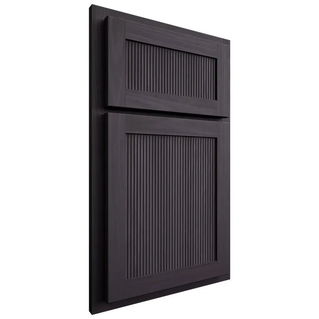Shiloh Cabinetry Partial Overlay Reeded Malibu Hickory Plain Cut Harbor Door