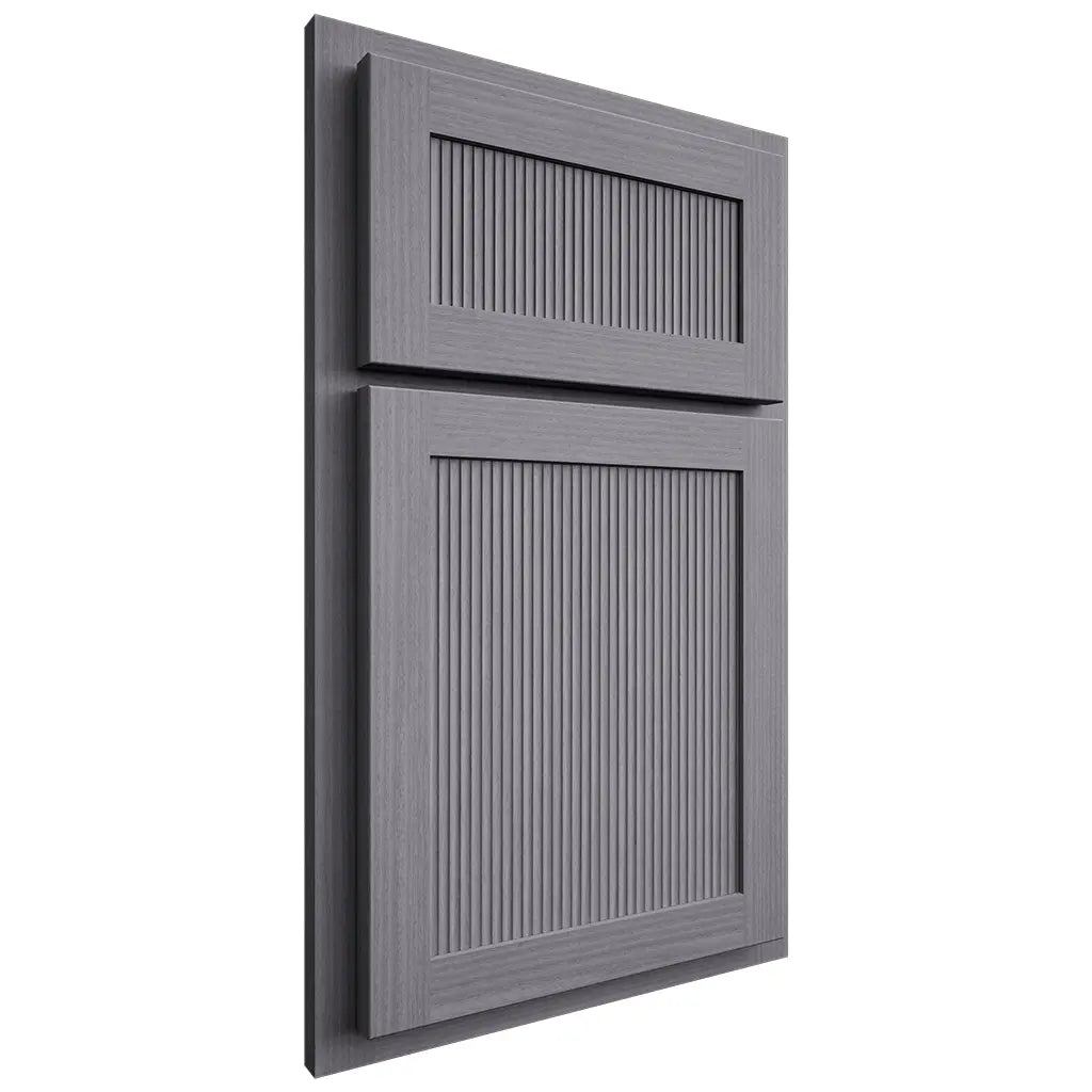 Shiloh Cabinetry Partial Overlay Reeded Malibu White Oak Rift Cut Cadet Door