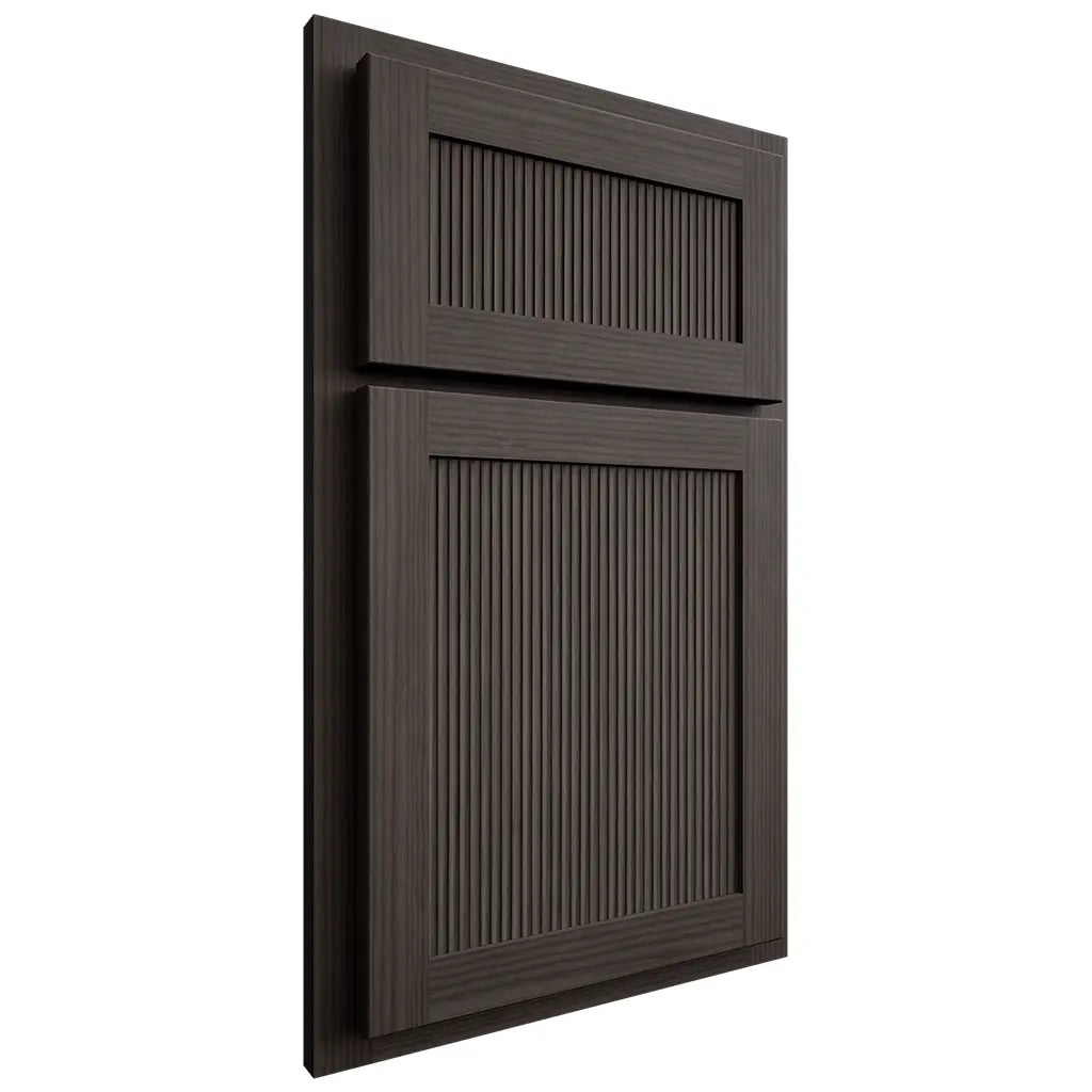 Shiloh Cabinetry Partial Overlay Reeded Malibu White Oak Rift Cut Creekside Door
