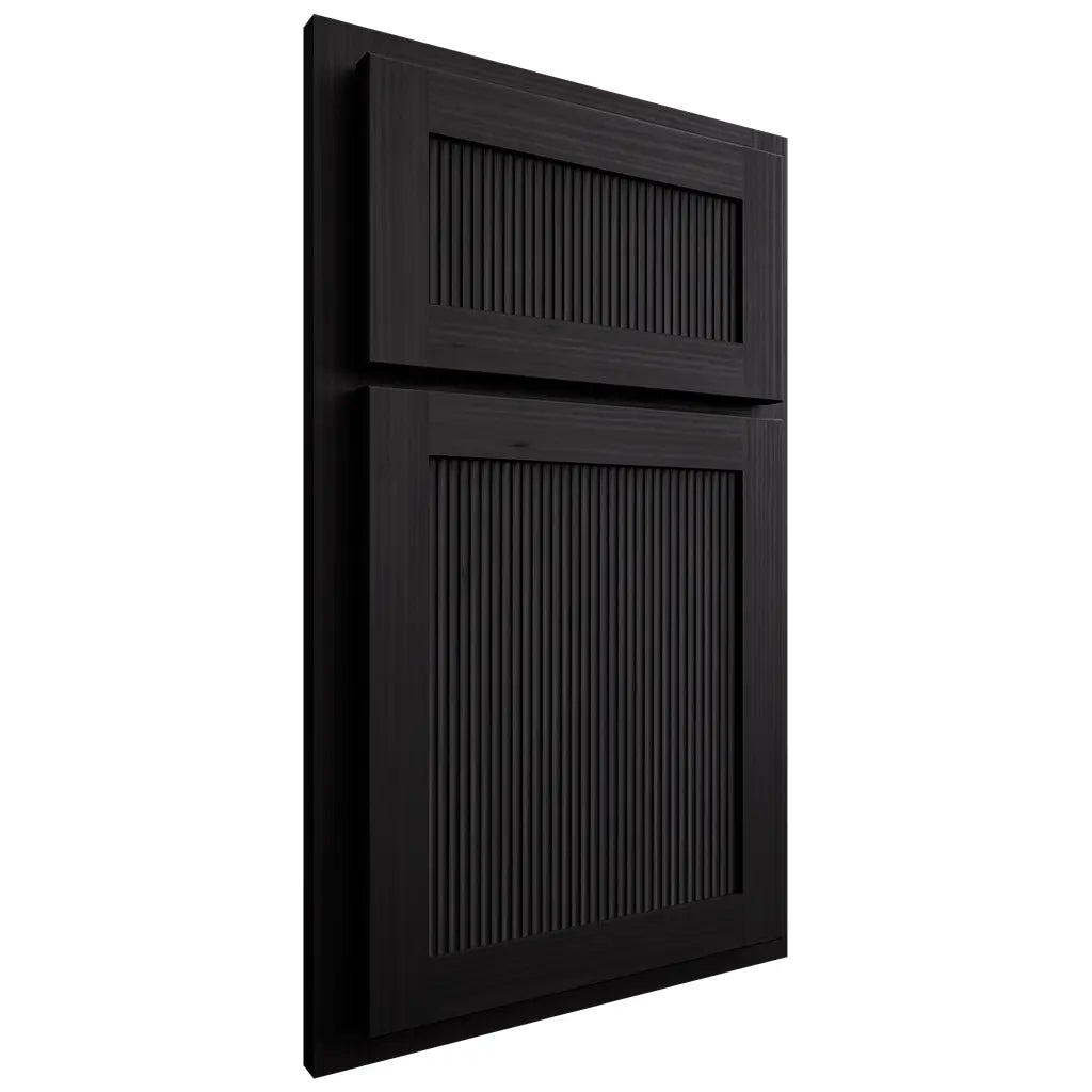 Shiloh Cabinetry Partial Overlay Reeded Malibu White Oak Rift Cut Ink Door