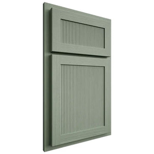 Shiloh Cabinetry Partial Overlay Reeded Malibu White Oak Rift Cut Moss Door