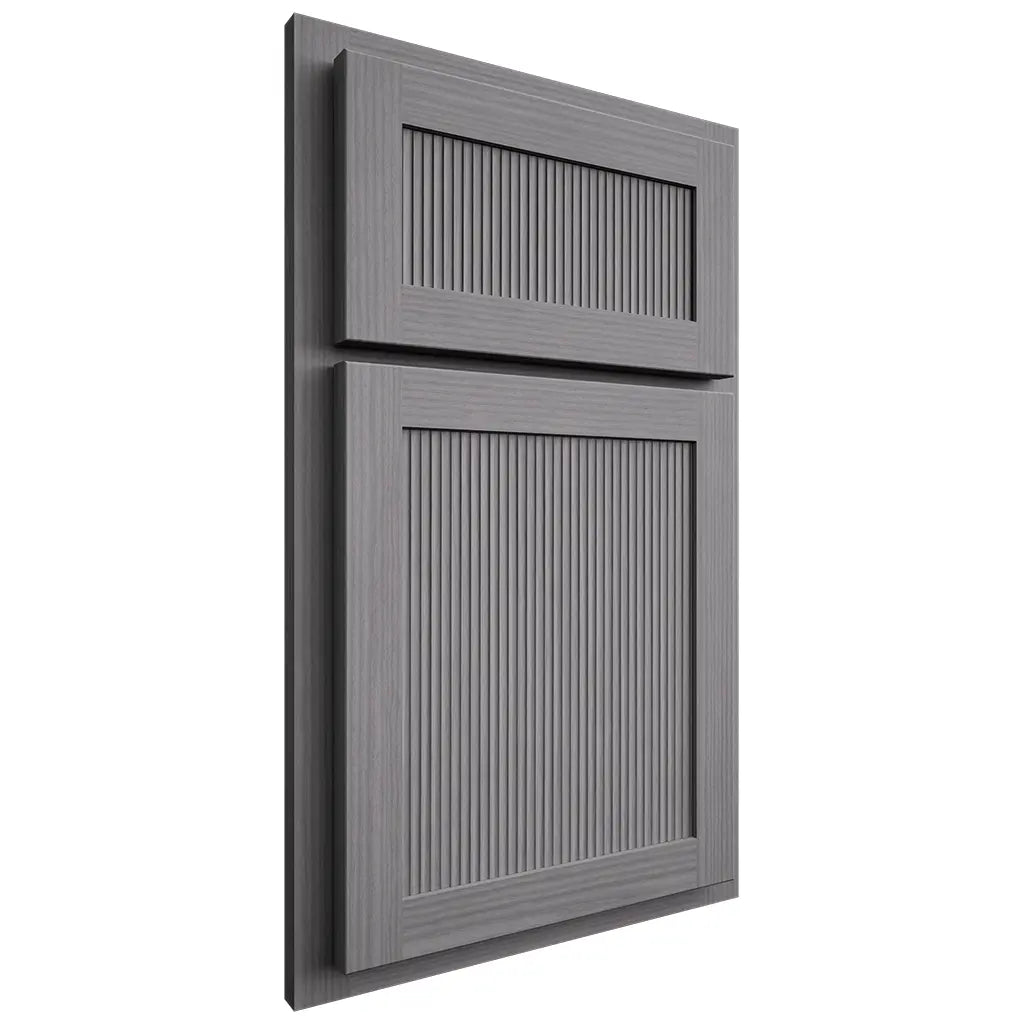 Shiloh Cabinetry Partial Overlay Reeded Malibu White Oak Rift Cut Sterling Door