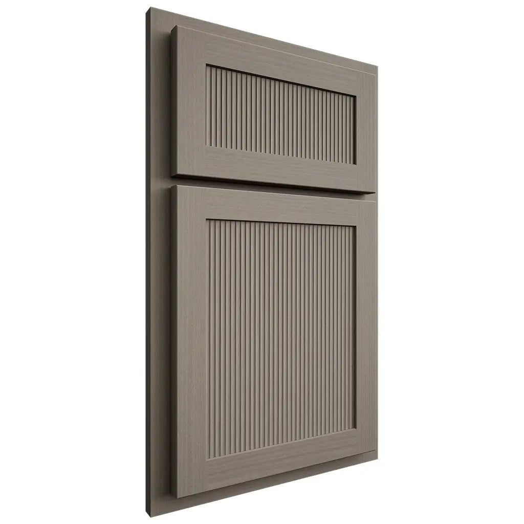 Shiloh Cabinetry Partial Overlay Reeded Malibu White Oak Rift Cut Thyme Door